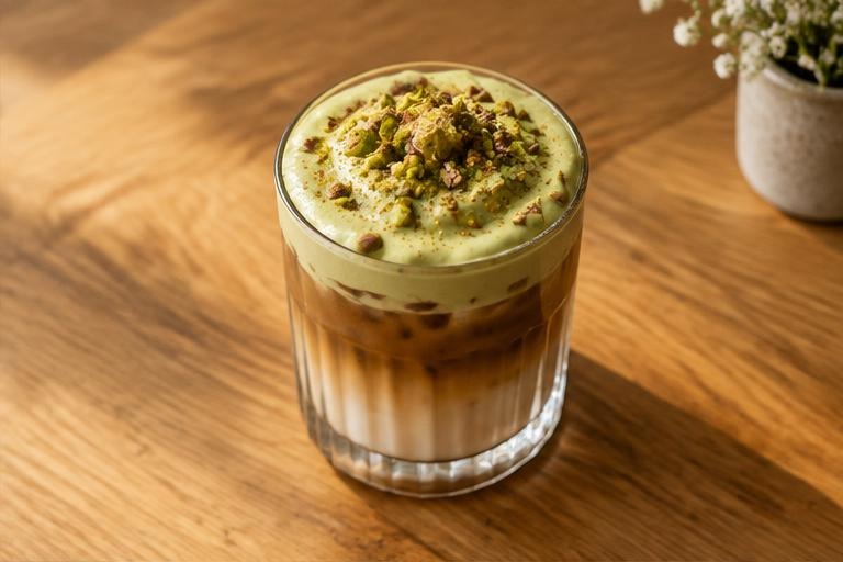 Café con crema artesanal de pistacho